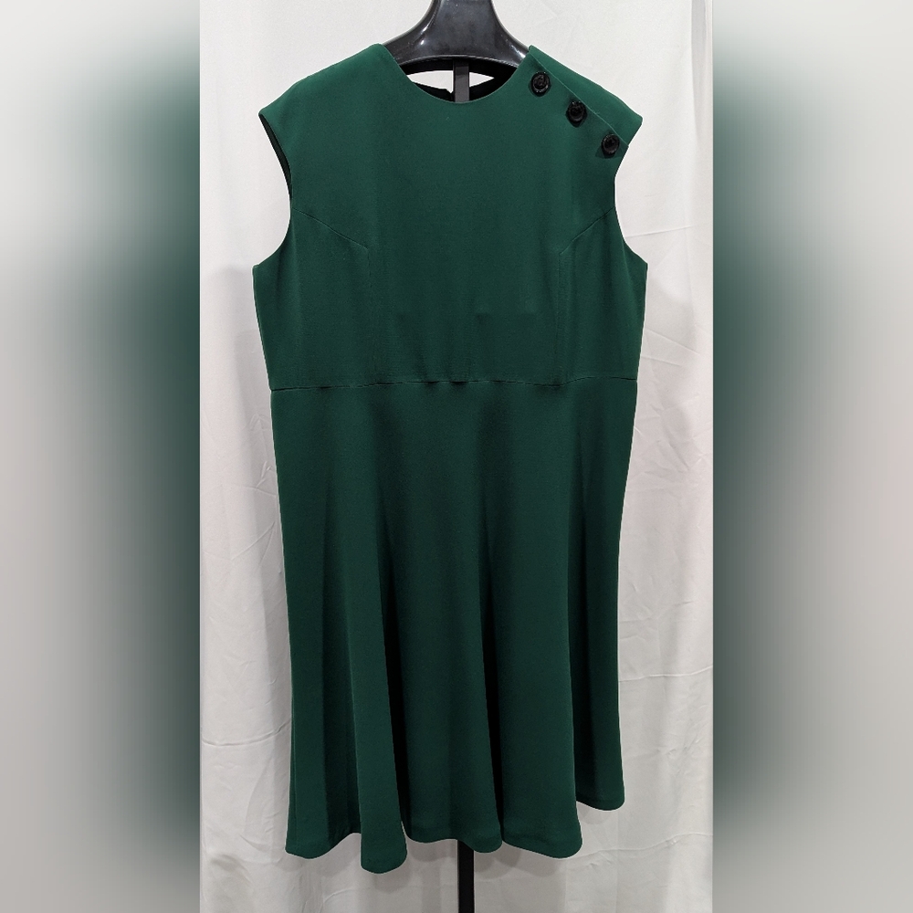 GUC Tahari Arthur S Levine Elegant Emerald Green Sleeveless Midi Dress Size 20W